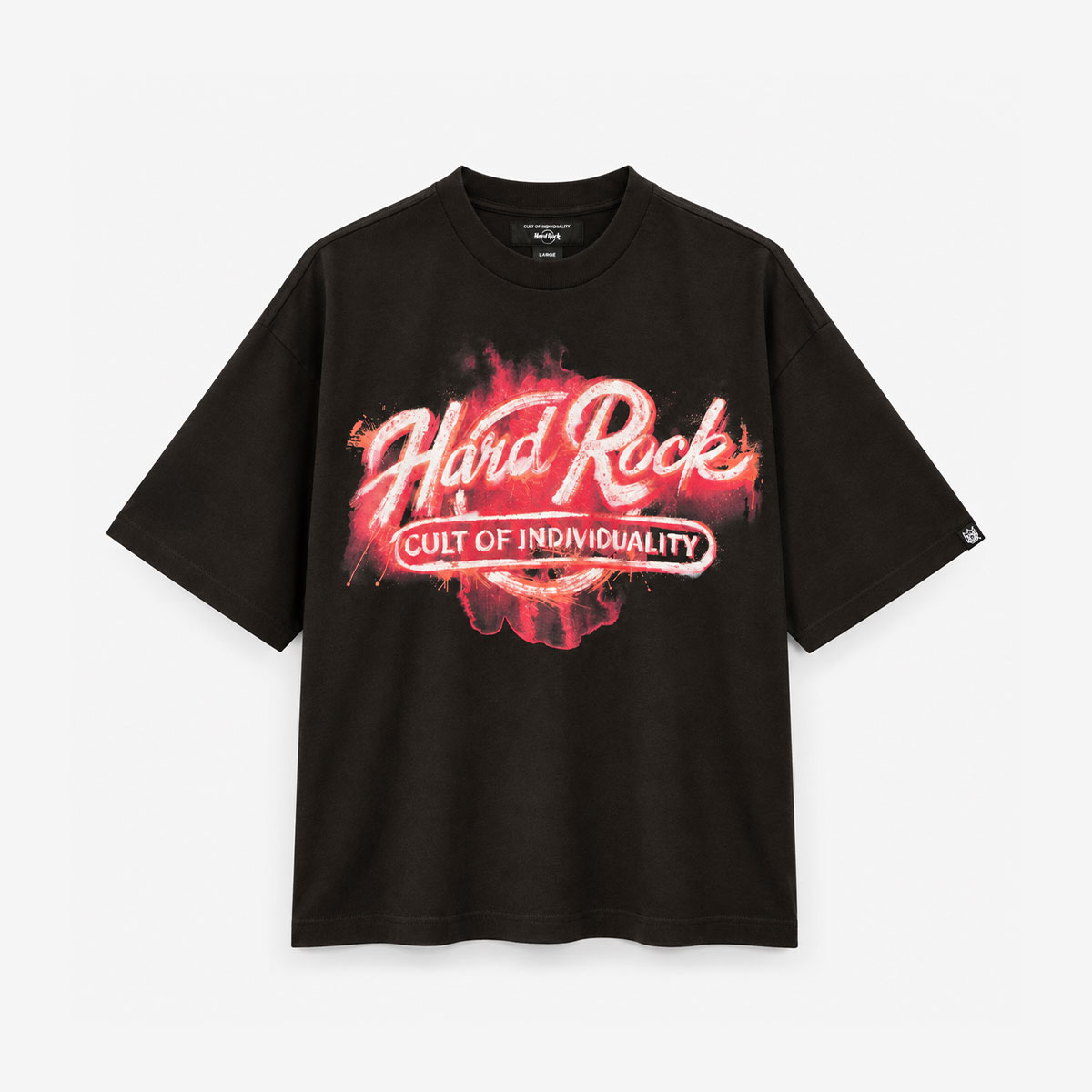 Hard Rock x Cult Graffiti Boxy Oversized Tee in Gunmetal Gray image number 2